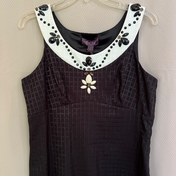 Hale Bob Beaded Color Blocking Dress Black/ White Sz L NWT - Picture 3 of 12